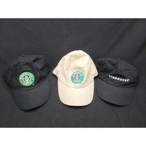 Lot of 3 Adjustable Starbucks Employee Barista‎ Hats - Used